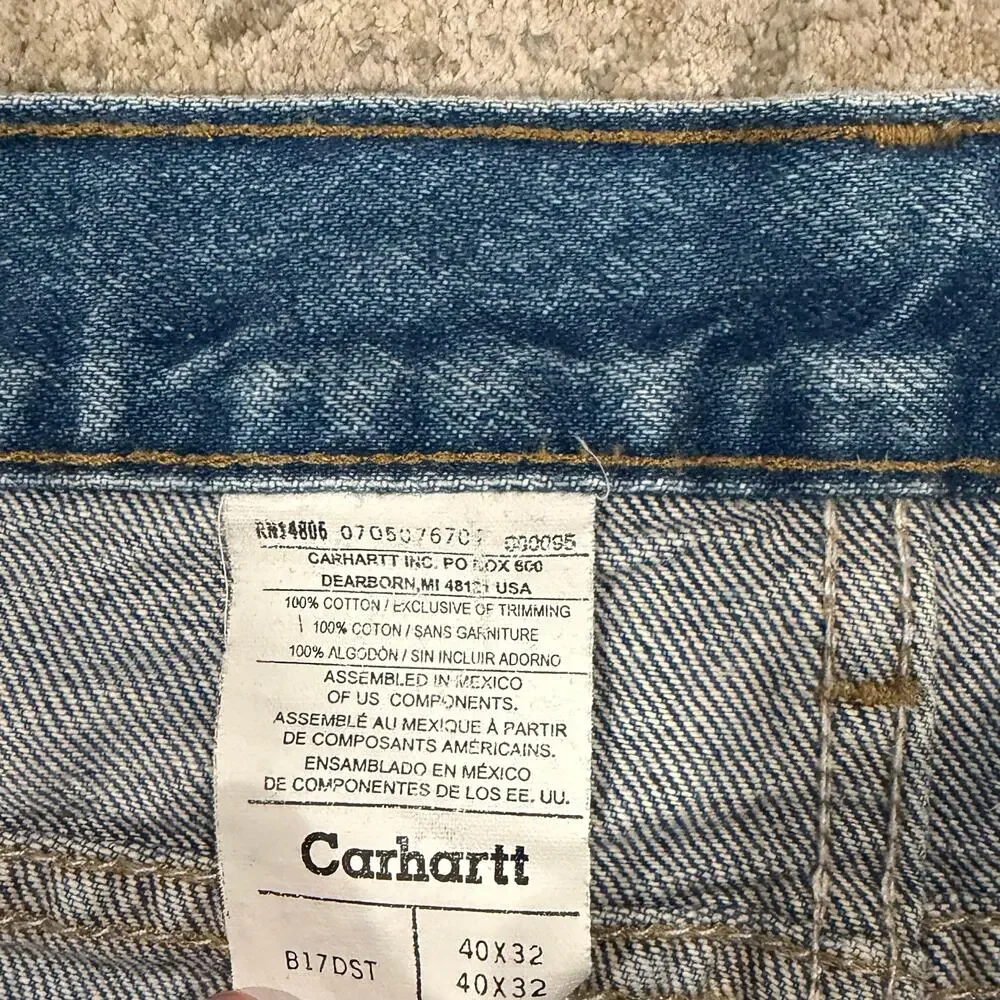 Blue Carhartt Jeans 40x32 100% Cotton